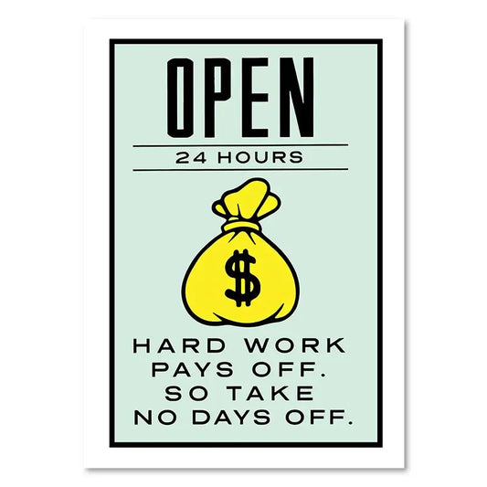 Monopoly Millionaire Dollar Money Poster Cartoon Figure Motivational Quote Canvas Painting Room Wall Art Picture For Home Decor