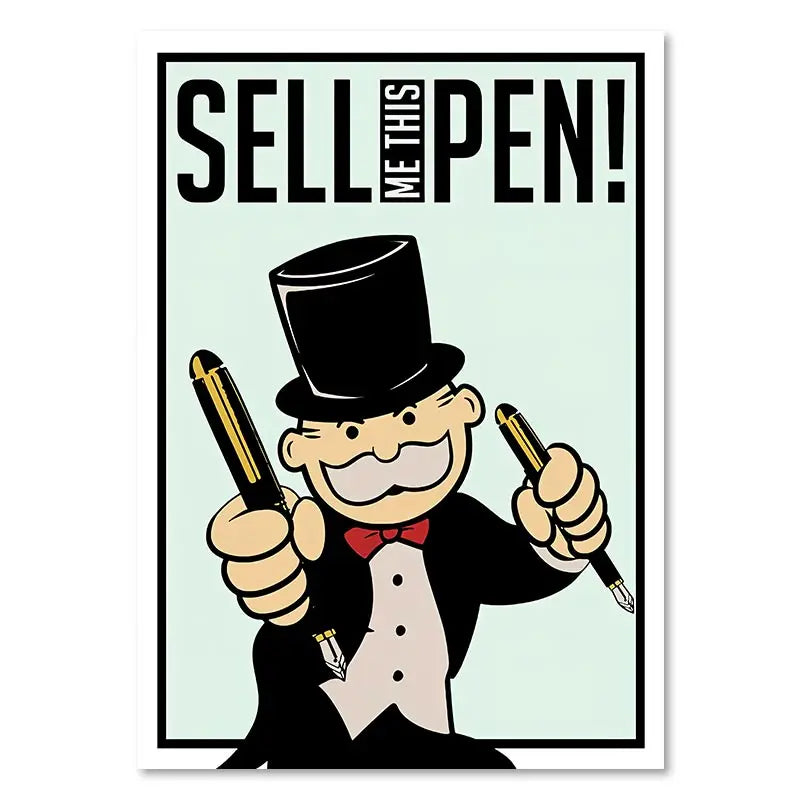 Monopoly Millionaire Dollar Money Poster Cartoon Figure Motivational Quote Canvas Painting Room Wall Art Picture For Home Decor