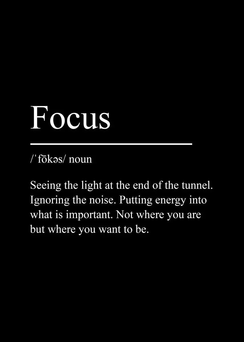 Black Minimalist Inspirational phrases Poster Print Success Focus Patience Definition Canvas Painting for Home Office Wall Decor