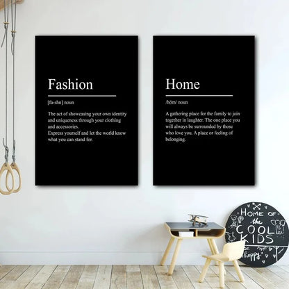 Black Minimalist Inspirational phrases Poster Print Success Focus Patience Definition Canvas Painting for Home Office Wall Decor