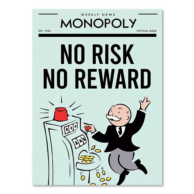 Monopoly Millionaire Dollar Money Poster Cartoon Figure Motivational Quote Canvas Painting Room Wall Art Picture For Home Decor