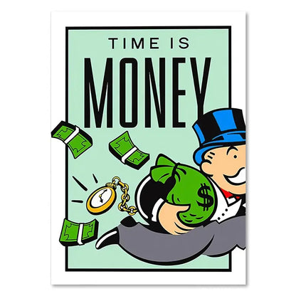 Monopoly Millionaire Dollar Money Poster Cartoon Figure Motivational Quote Canvas Painting Room Wall Art Picture For Home Decor