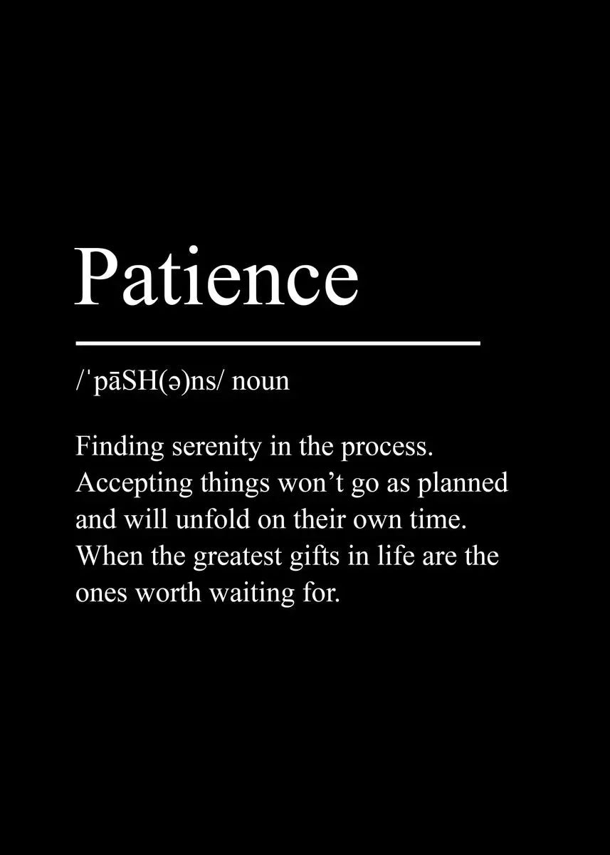 Black Minimalist Inspirational phrases Poster Print Success Focus Patience Definition Canvas Painting for Home Office Wall Decor