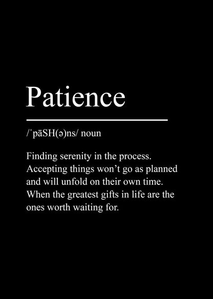Black Minimalist Inspirational phrases Poster Print Success Focus Patience Definition Canvas Painting for Home Office Wall Decor
