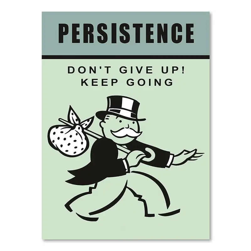 Monopoly Millionaire Dollar Money Poster Cartoon Figure Motivational Quote Canvas Painting Room Wall Art Picture For Home Decor