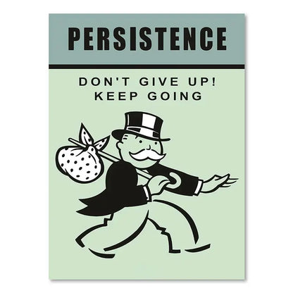 Monopoly Millionaire Dollar Money Poster Cartoon Figure Motivational Quote Canvas Painting Room Wall Art Picture For Home Decor